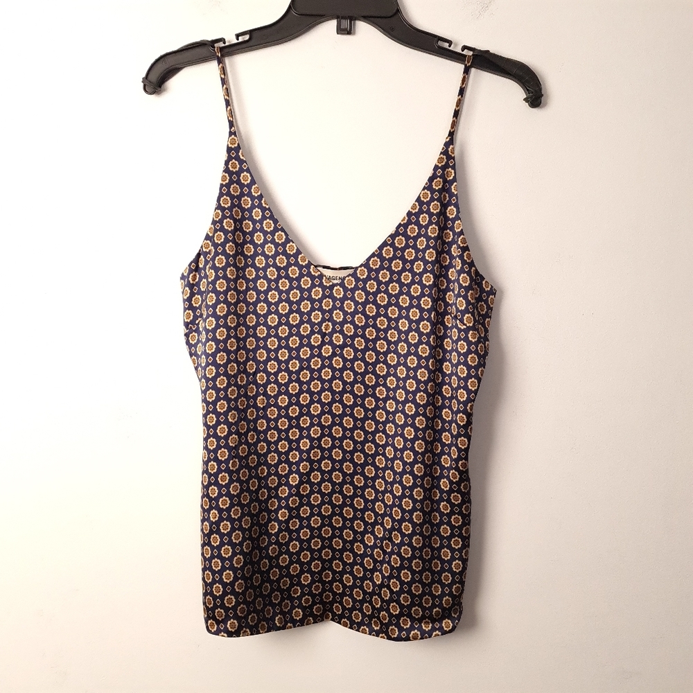 L'AGENCE Gabriella Tank Camisole Spaghetti Silk Medieval Blue Bisque XS